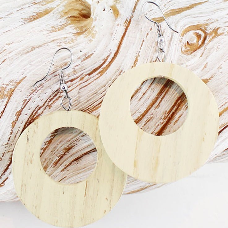 Cream Wooden Disc Earrings - The Nancy Smillie Shop - Art, Jewellery & Designer Gifts Glasgow