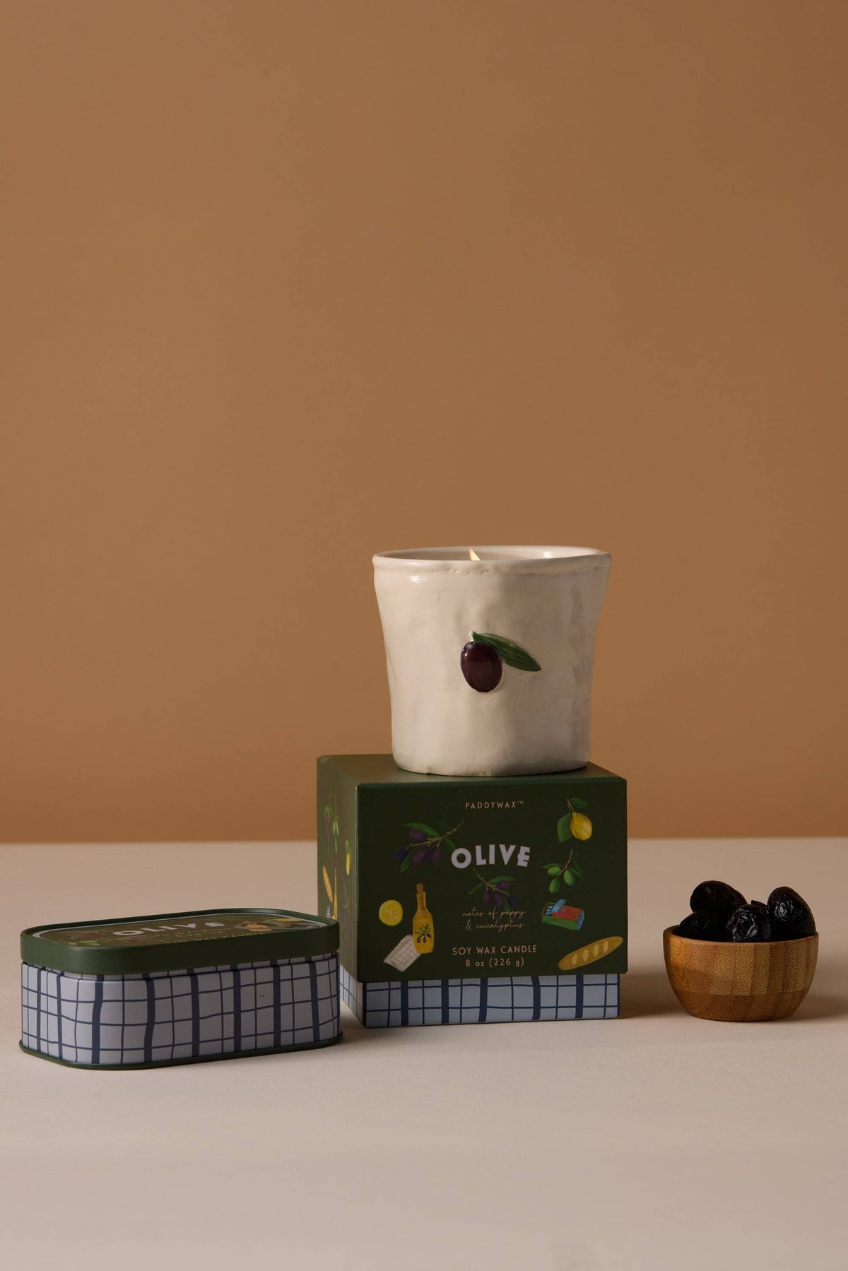 Paddywax Bistro 4.5oz/127g Olive Printed Tin Candle - Fig Olive