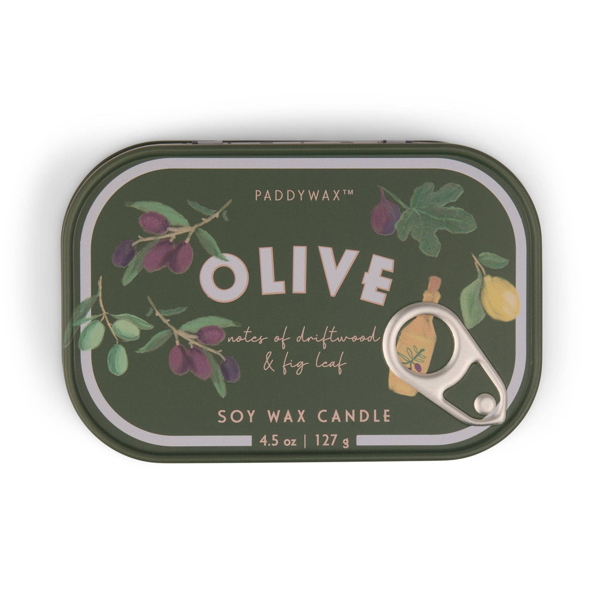 Paddywax Bistro 4.5oz/127g Olive Printed Tin Candle - Fig Olive