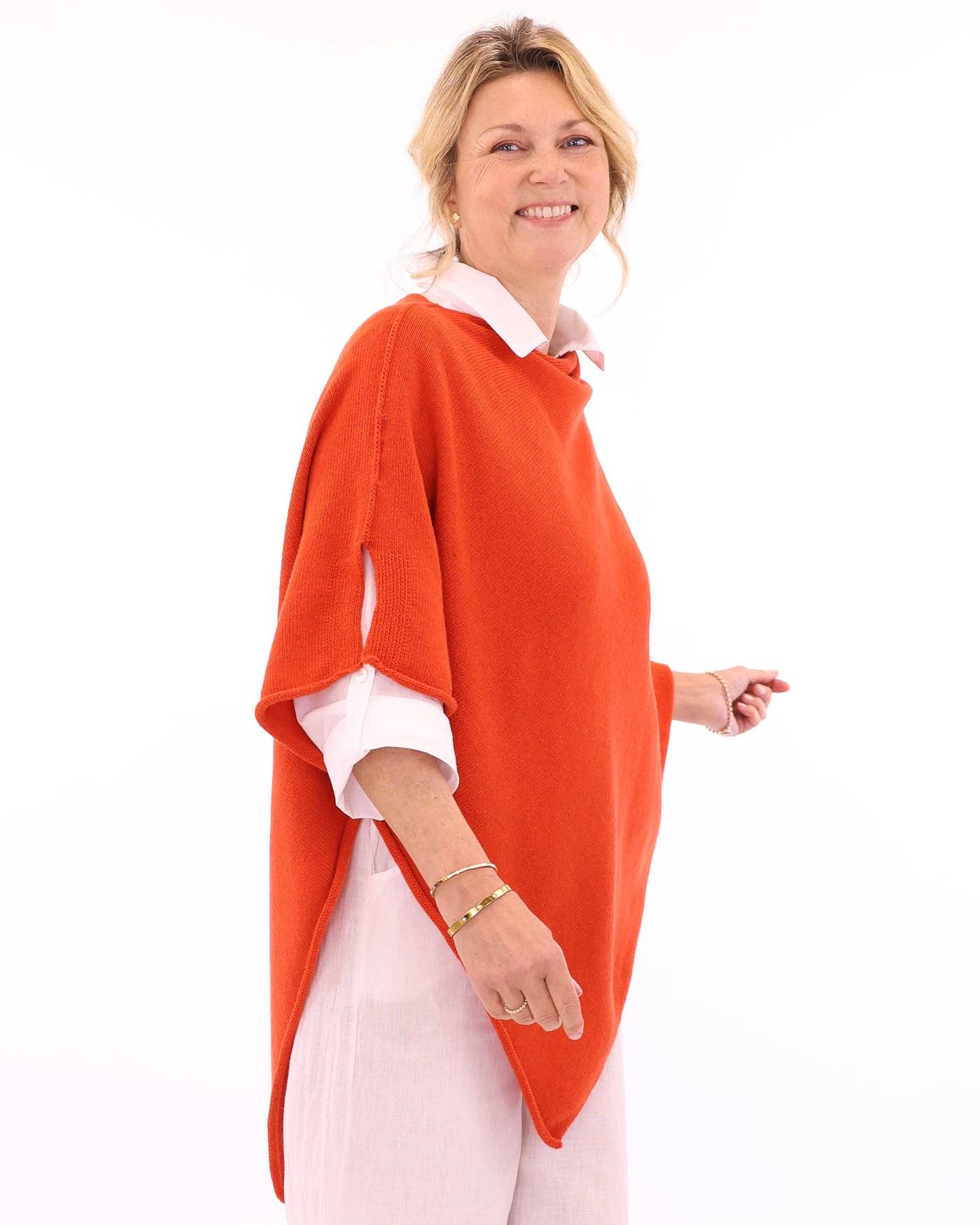 Cashmere Blend Poncho: Vintage Rose