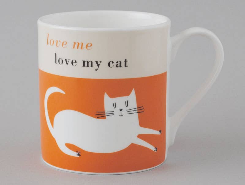 Happiness Cat Bone China Mug Orange