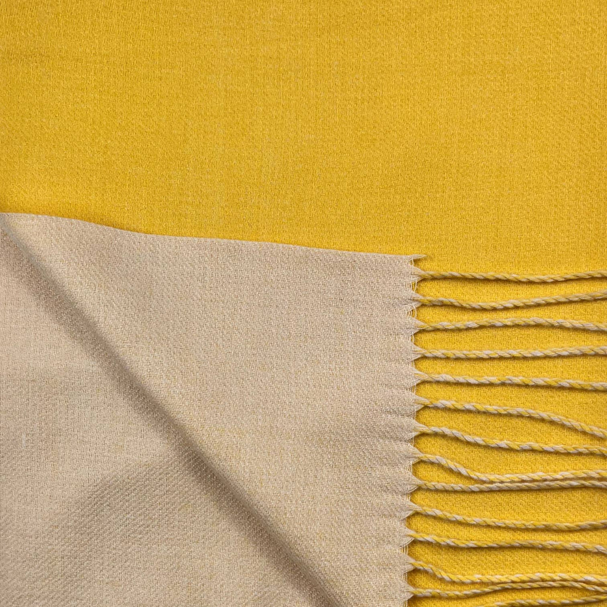 Reversible two tone coloured plain cashmere blend scarf: Khaki