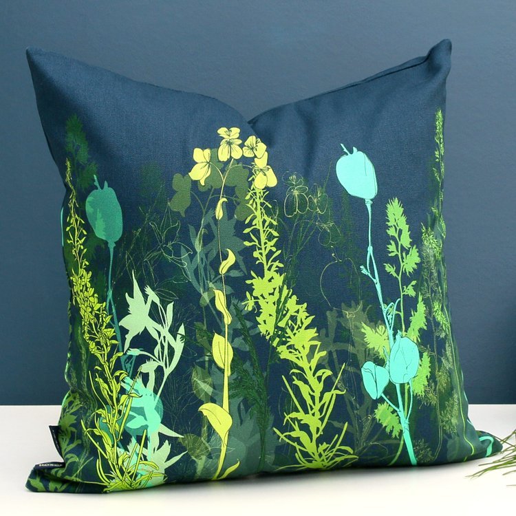 Dark Botanic Hedge Cushion - The Nancy Smillie Shop - Art, Jewellery & Designer Gifts Glasgow