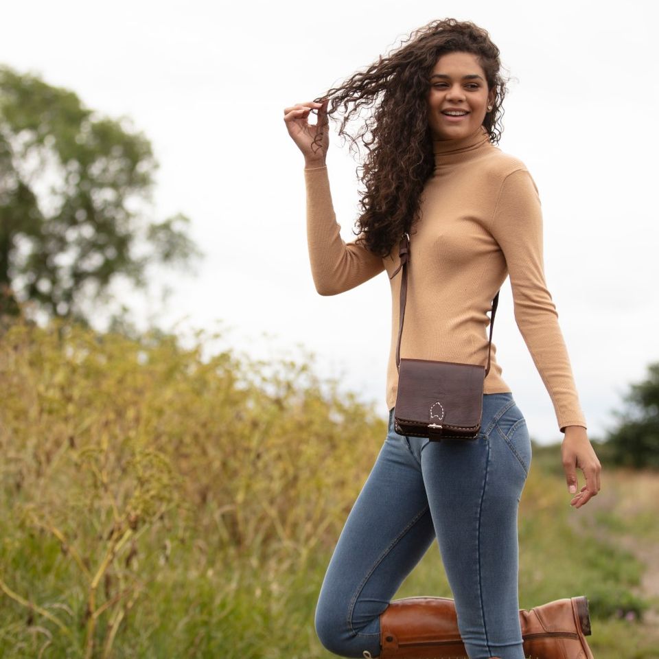 Dark Brown Square Saddle Bag - The Nancy Smillie Shop - Art, Jewellery & Designer Gifts Glasgow