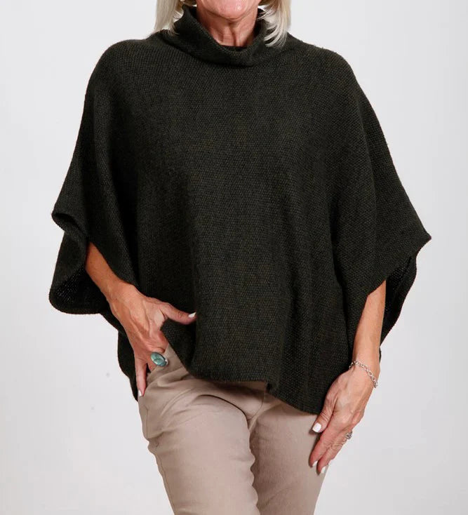 Dark Chocolate Fleck Cowl Poncho Top - Clothing - Scotland