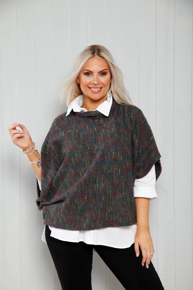 Dark Grey Fleck Cowl Neck Top - The Nancy Smillie Shop - Art, Jewellery & Designer Gifts Glasgow