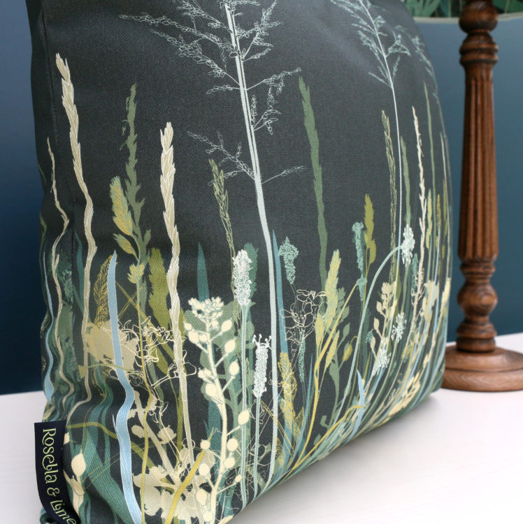 Dark Sea Grass Cushion - The Nancy Smillie Shop - Art, Jewellery & Designer Gifts Glasgow