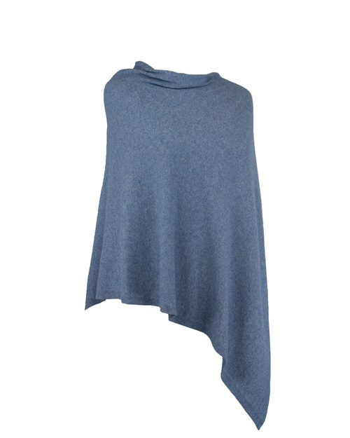 Denim Blue Cashmere Blend Poncho - The Nancy Smillie Shop - Art, Jewellery & Designer Gifts Glasgow