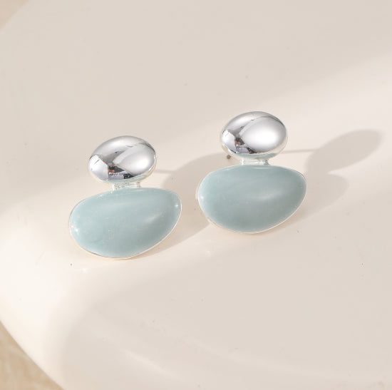 Silver Stacked Blue Earring