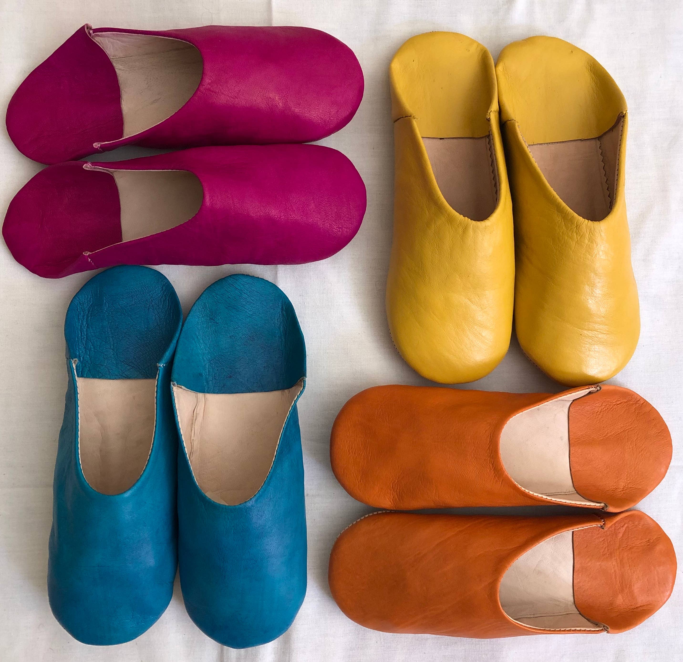 Womens Moroccan Leather Babouche Slippers: Yellow / UK 5 / US 6.5