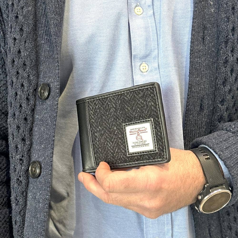 Harris Tweed Bifold Wallet Charcoal