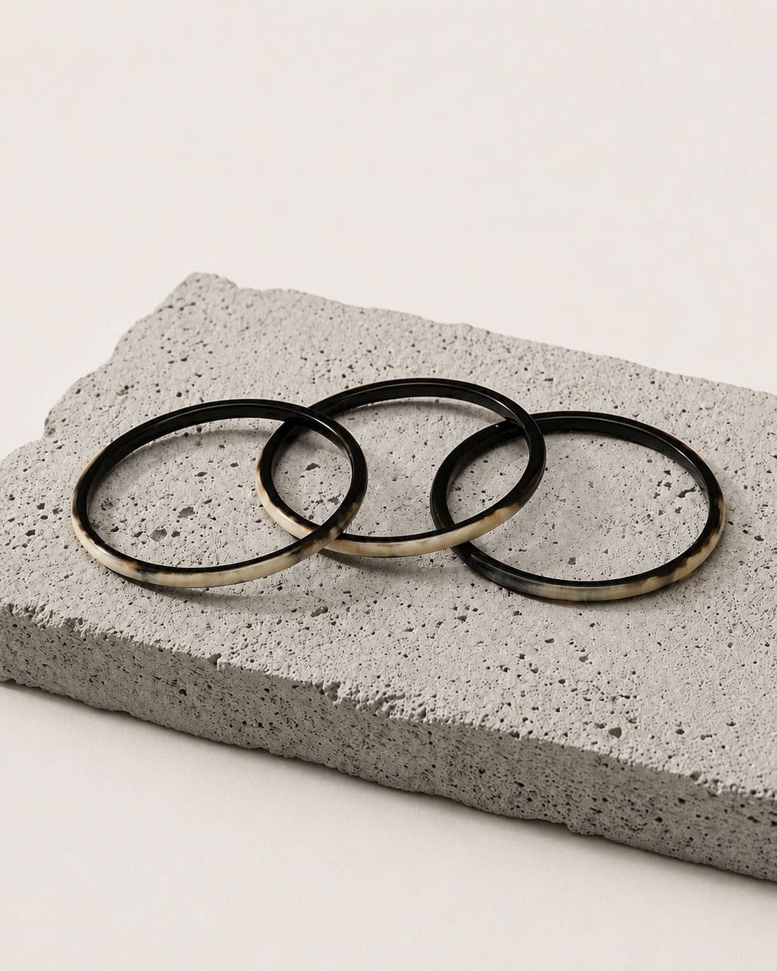 Zuri Set of three Slim Black Natural Horn Bangles
