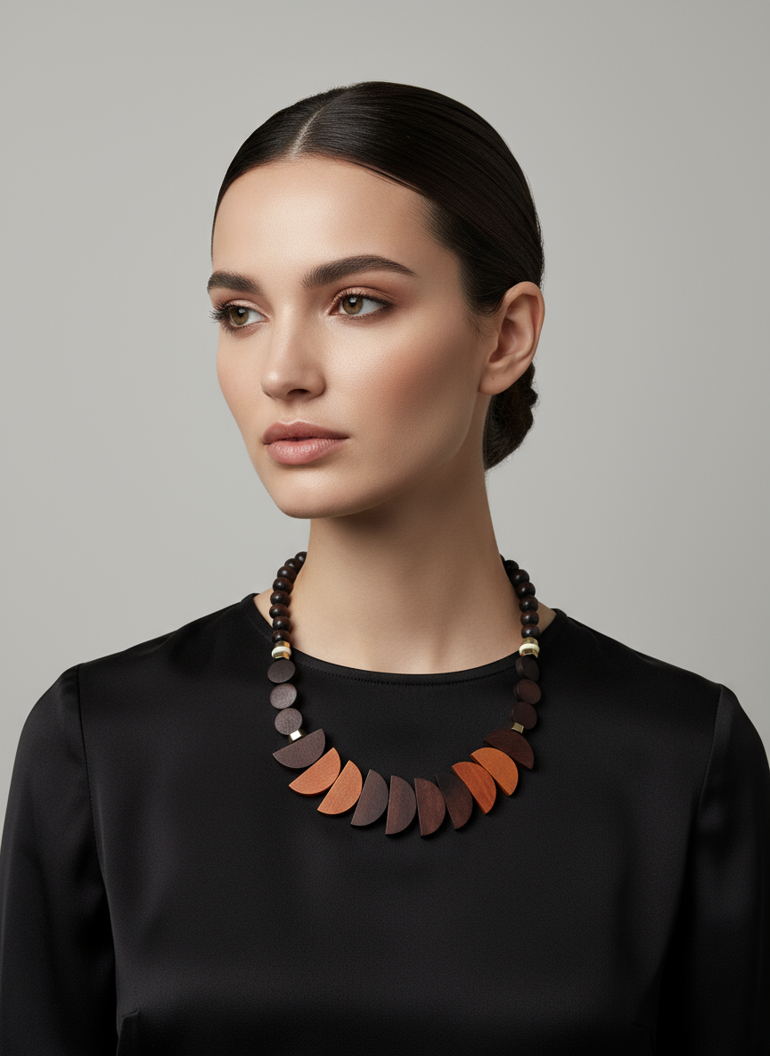 BDL07 - Chocolate Orange Wooden necklace