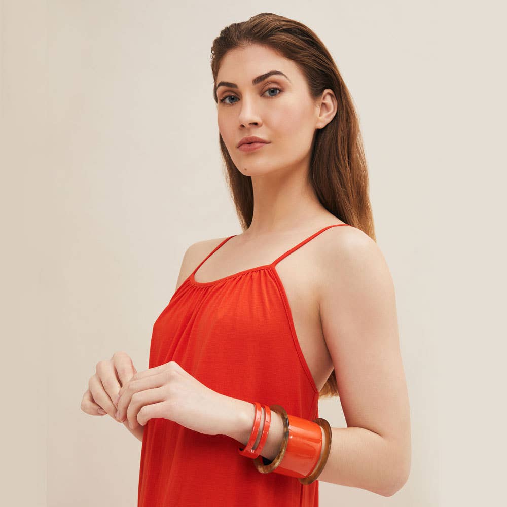 Orange Horn Manschette Armband Armreif Schmuck Muttertagsgeschenk
: Groß
