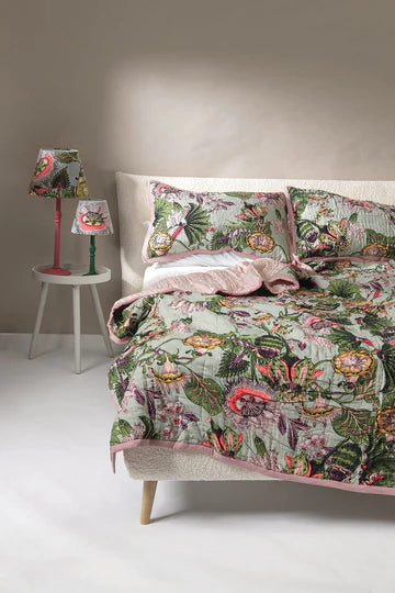 Eccentric Blooms Putty Bedspread - The Nancy Smillie Shop - Art, Jewellery & Designer Gifts Glasgow