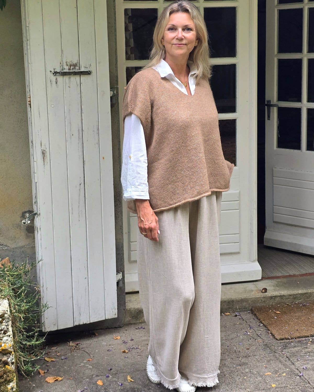 Alpaca Blend V Neck Tunic: Soft Moss