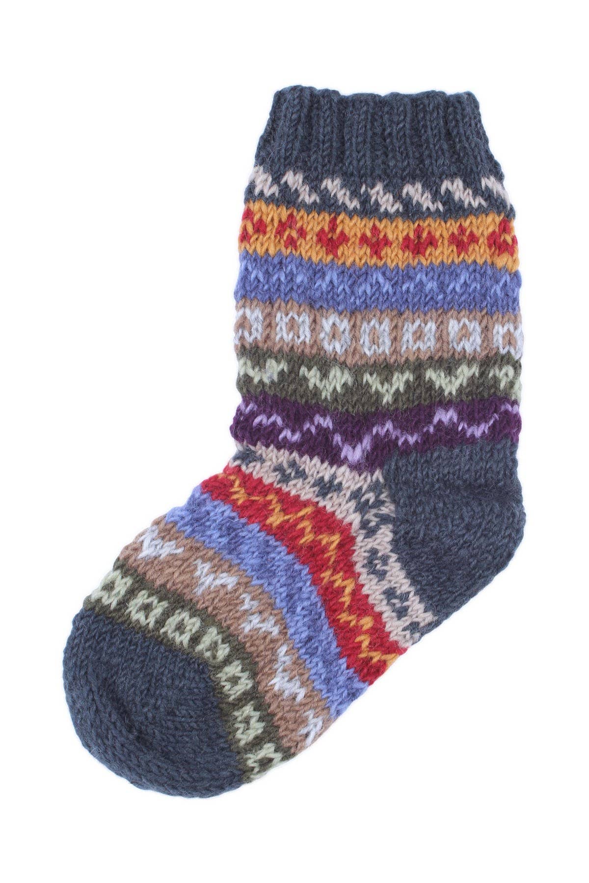 Elveden - Knitted Wool Earthy Green Fair Isle Sofa Socks: One Colour