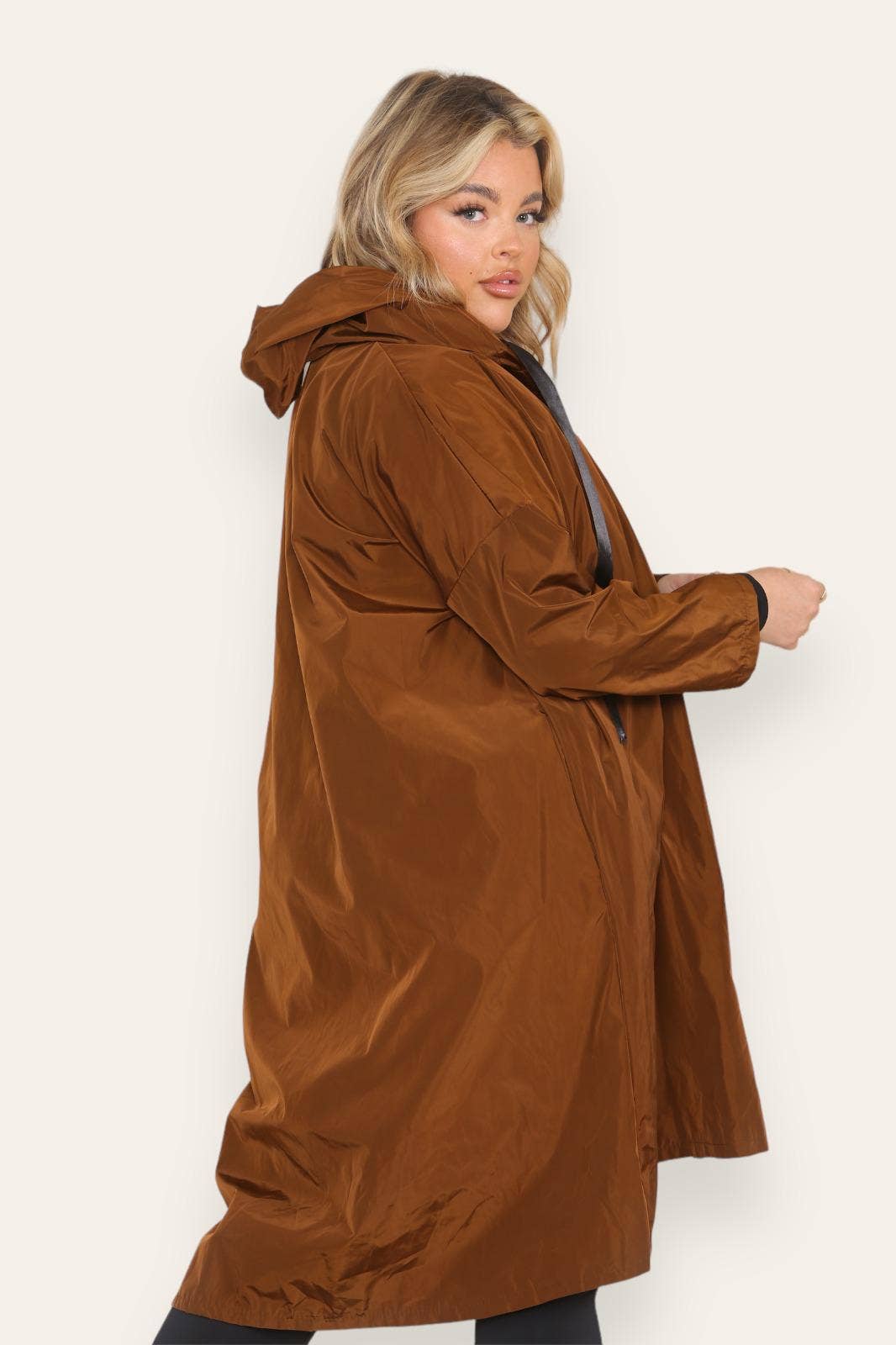 Oversized Hooded Rain Mac: Silver Grey / One Size To UK 16-24
