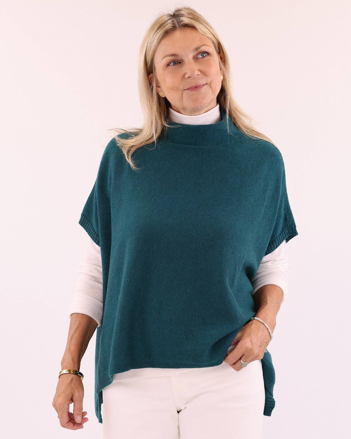 Classic Cashmere Blend Tunic: Peacock