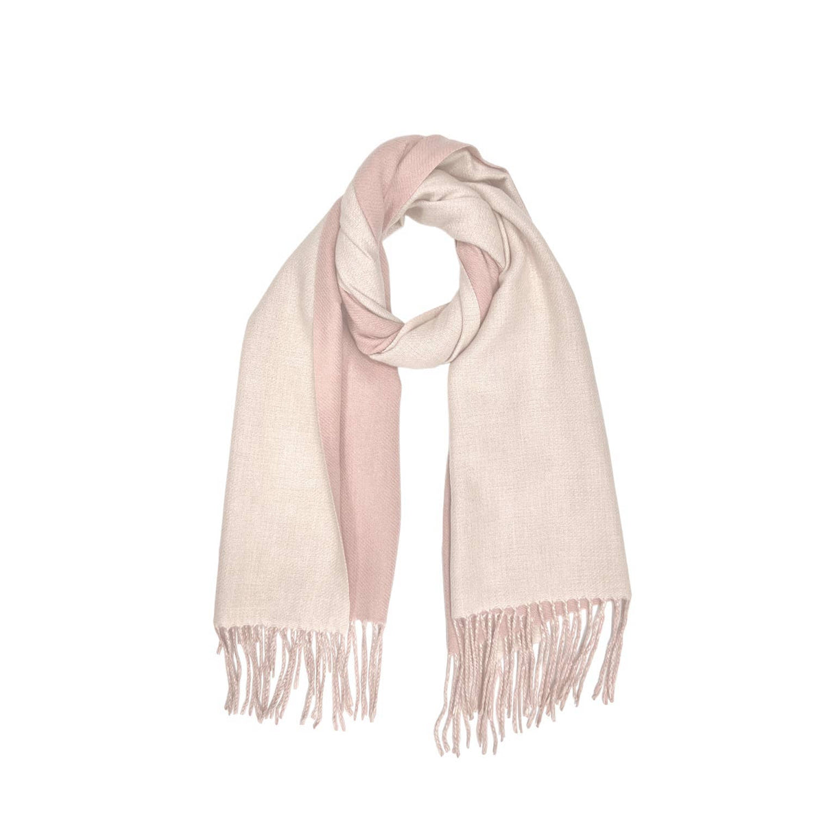 Reversible two tone coloured plain cashmere blend scarf: Oatmeal