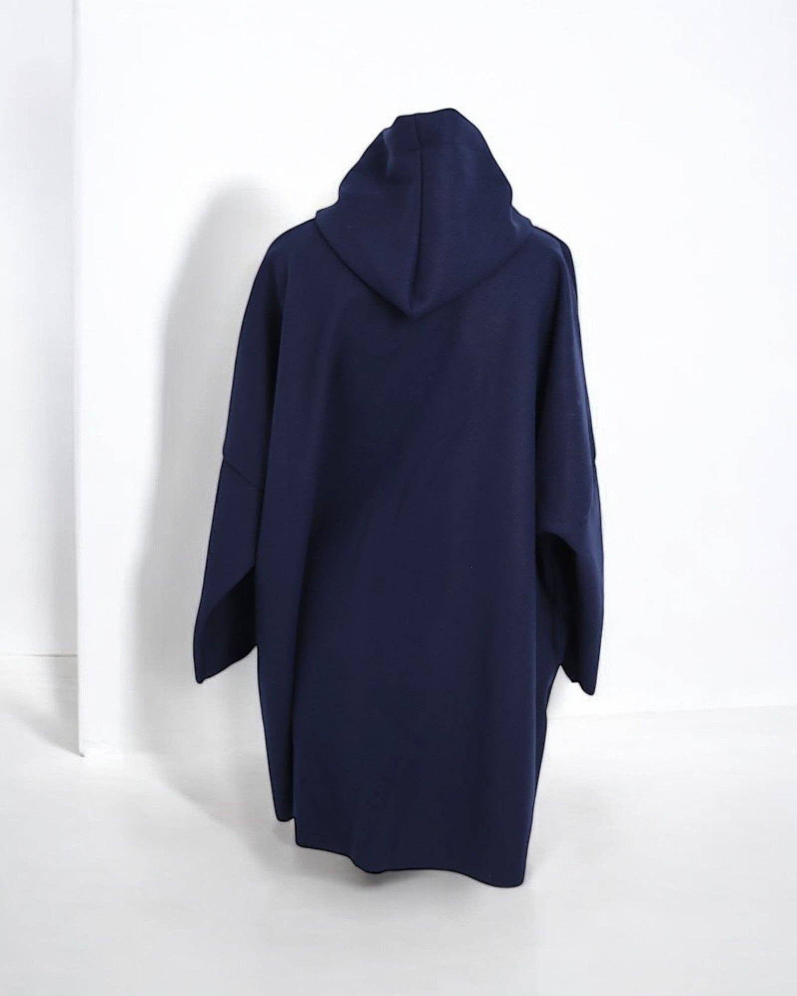 Italian Oversized Longsleeve Zip Up Drawstring Hooded Jacket: Beige / One Size To Fit UK 8-22