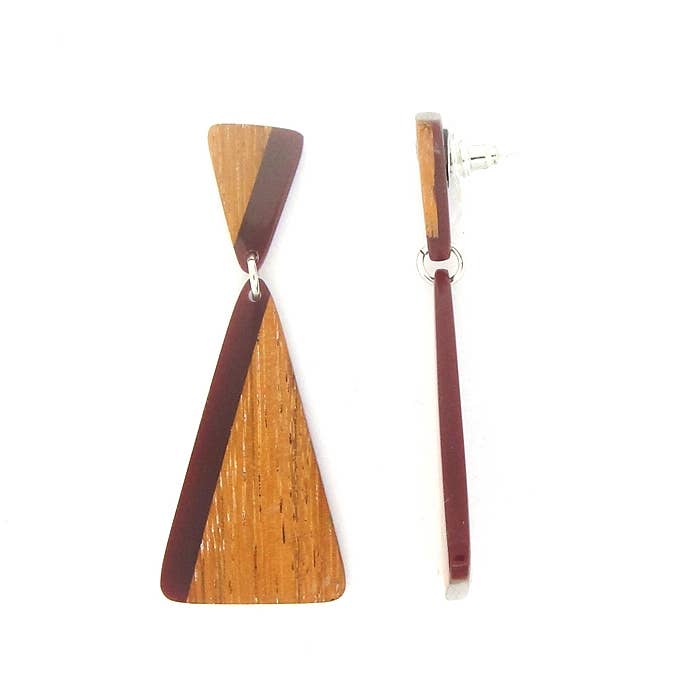 Earring in wood: Red