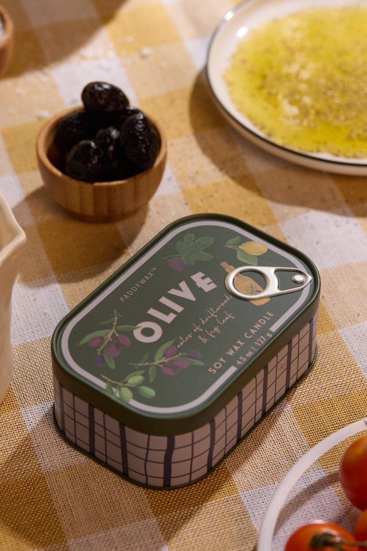 Paddywax Bistro 4.5oz/127g Olive Printed Tin Candle - Fig Olive