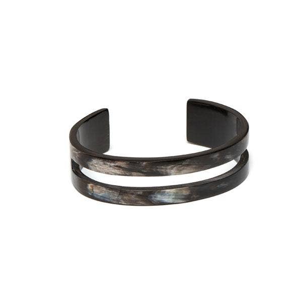Black natural buffalo horn jewellery Cuff Bracelet for Women: Large