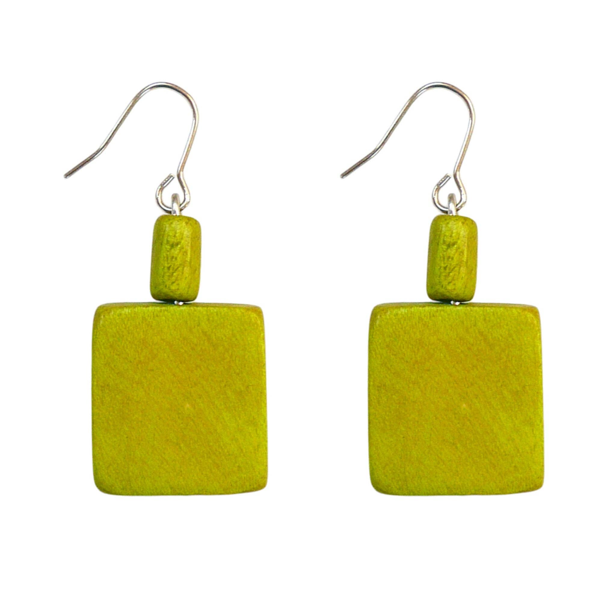 HWSE0 Wood Square Earrings: Royal Blue