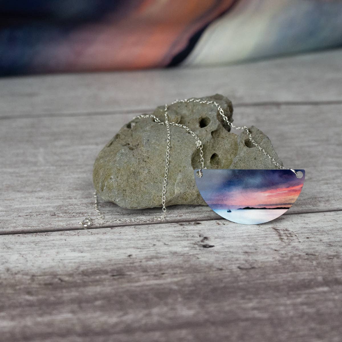 Fishing the Little Minch Aluminium and Silver Small Necklace - AVADA - Best Sellers - Scotland