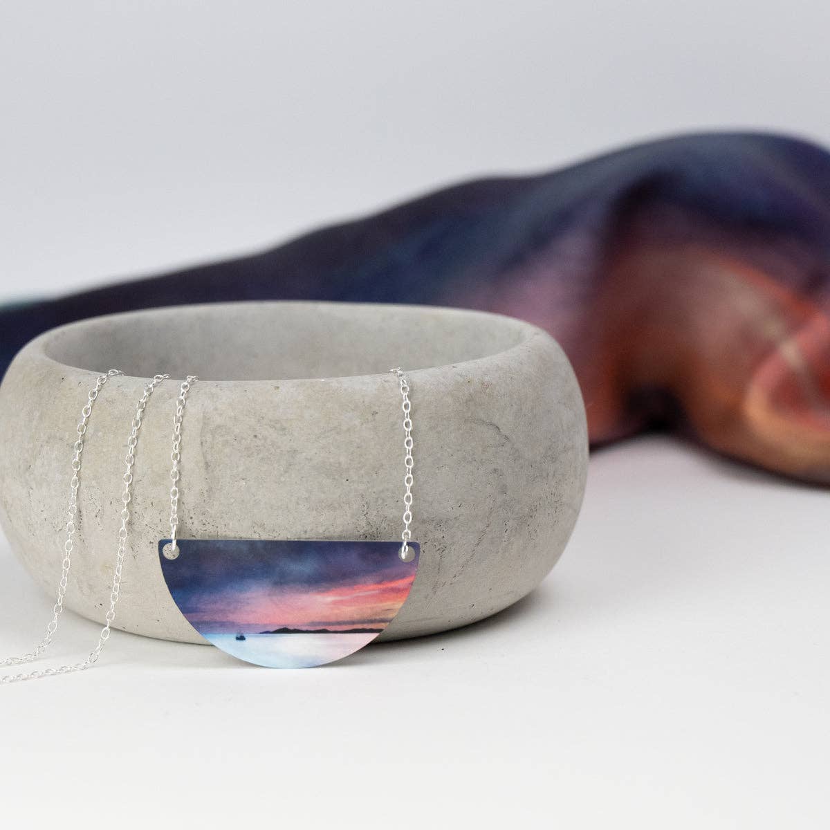 Fishing the Little Minch Aluminium and Silver Small Necklace - AVADA - Best Sellers - Scotland