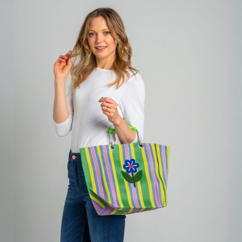 Flower Stripe Market Bag