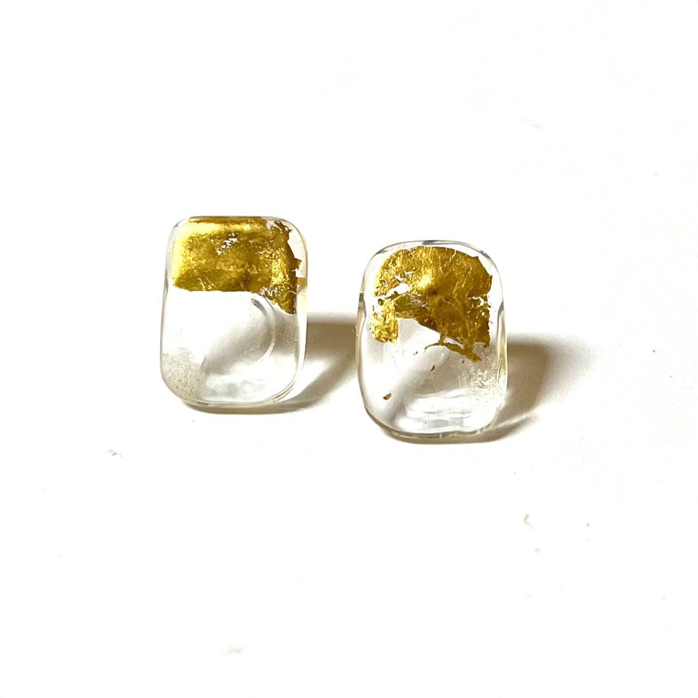 Freeform Panel Stud Earrings Recycled Whisky Bottle and Gold - Gifts Under £15 - Scotland