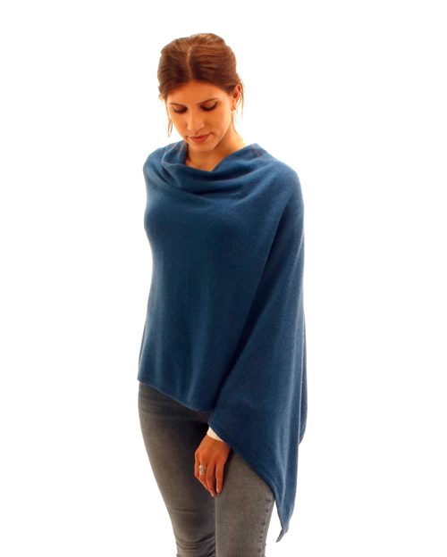 French Navy Cashmere Blend Poncho - The Nancy Smillie Shop - Art, Jewellery & Designer Gifts Glasgow