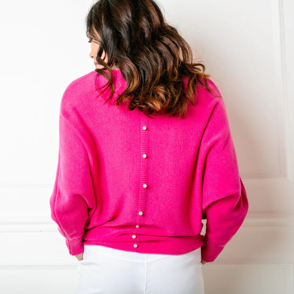 Fuchsia Pearl Back Jumper - The Nancy Smillie Shop - Art, Jewellery & Designer Gifts Glasgow