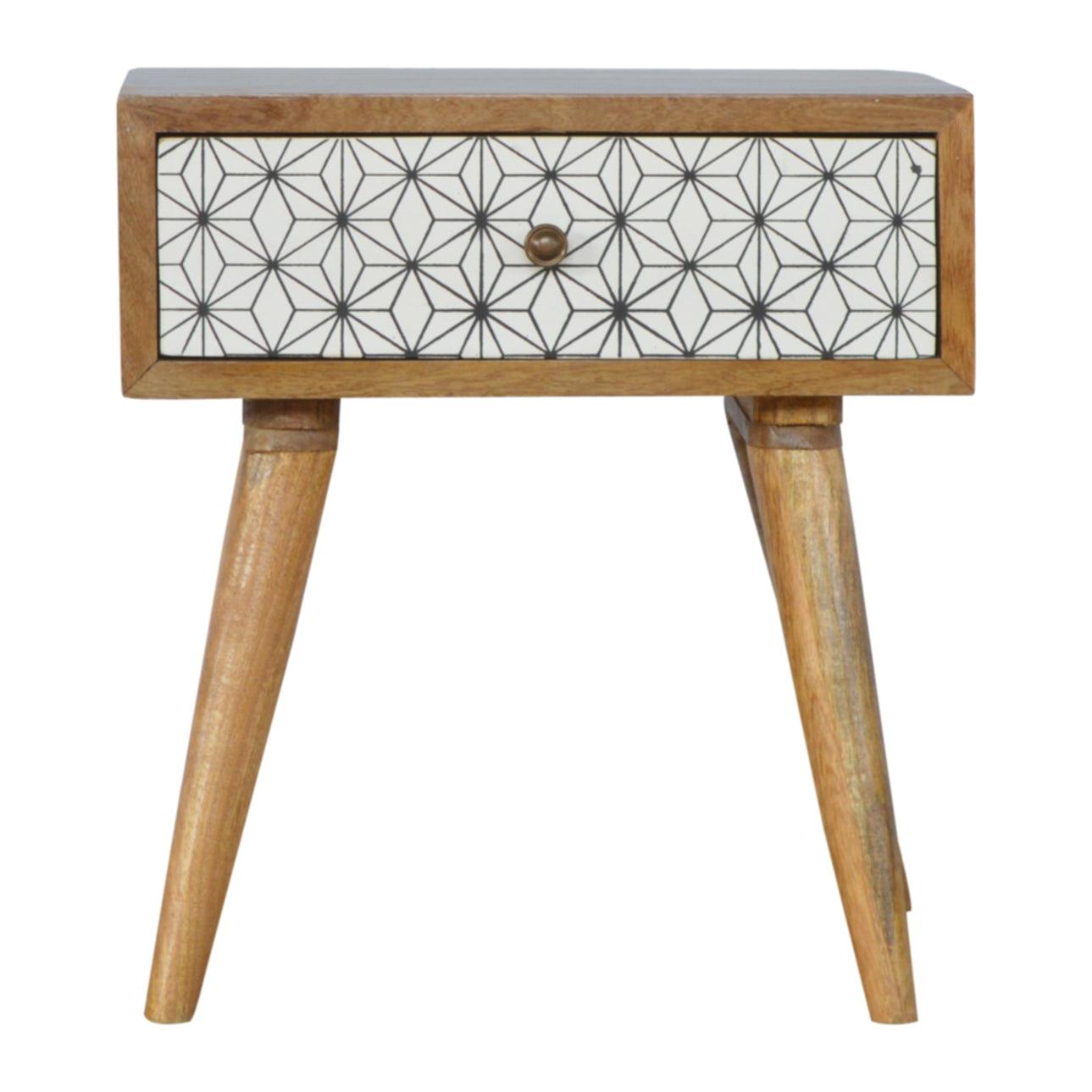 Geometric Screen Printed Bedside - 1 Drawer - The Nancy Smillie Shop - Art, Jewellery & Designer Gifts Glasgow