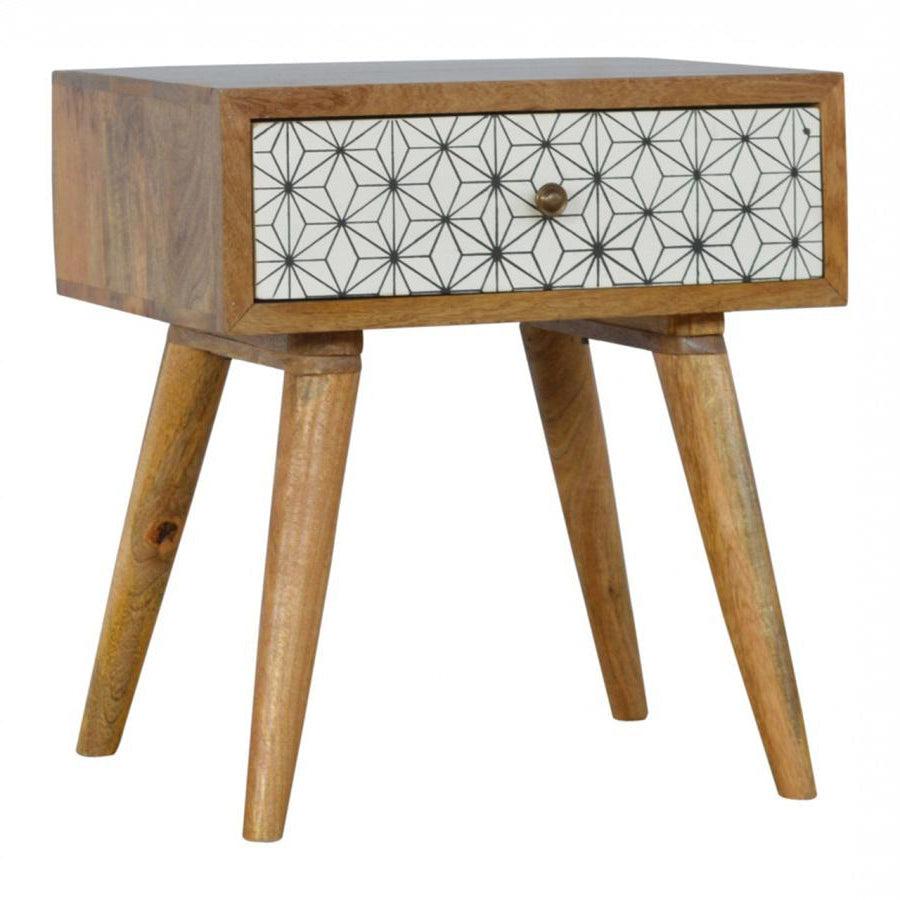 Geometric Screen Printed Bedside - 1 Drawer - The Nancy Smillie Shop - Art, Jewellery & Designer Gifts Glasgow