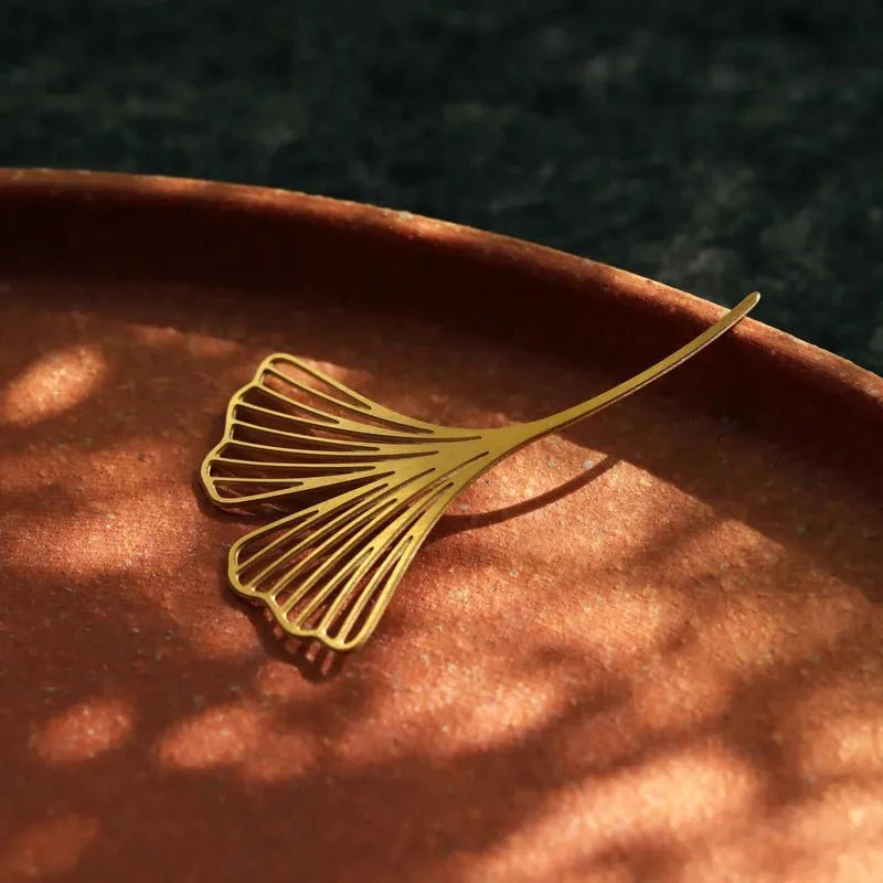 Ginko Brooch Gold - The Nancy Smillie Shop - Art, Jewellery & Designer Gifts Glasgow