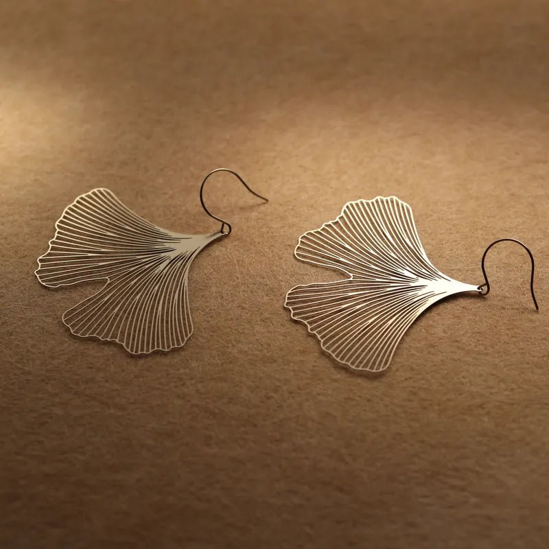 Ginko Earrings Gold - The Nancy Smillie Shop - Art, Jewellery & Designer Gifts Glasgow