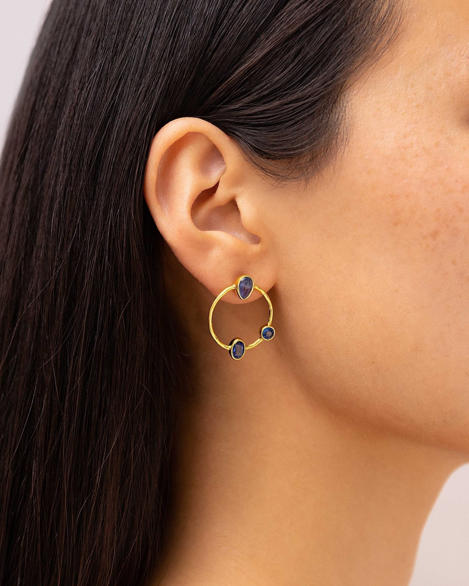 Gold Kyanite Hoop Earrings - The Nancy Smillie Shop - Art, Jewellery & Designer Gifts Glasgow