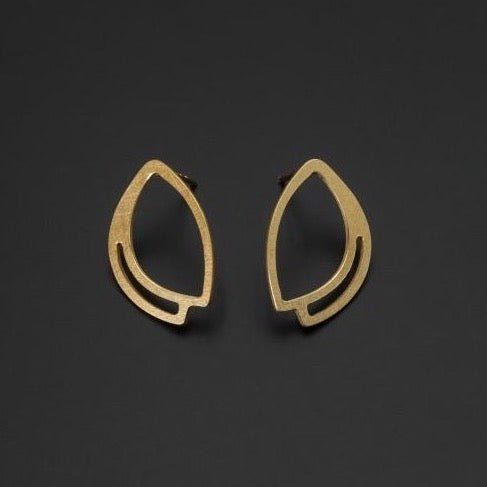 Gold Open Leaf Studs - The Nancy Smillie Shop - Art, Jewellery & Designer Gifts Glasgow