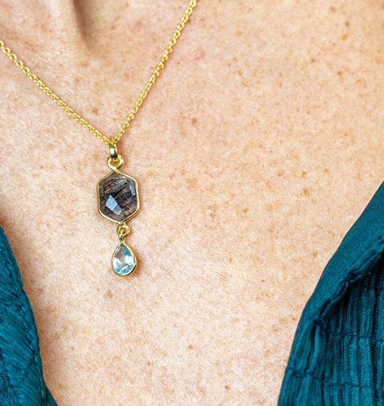 Gold Plated Blue Topaz Necklace - Jewellery - Scotland