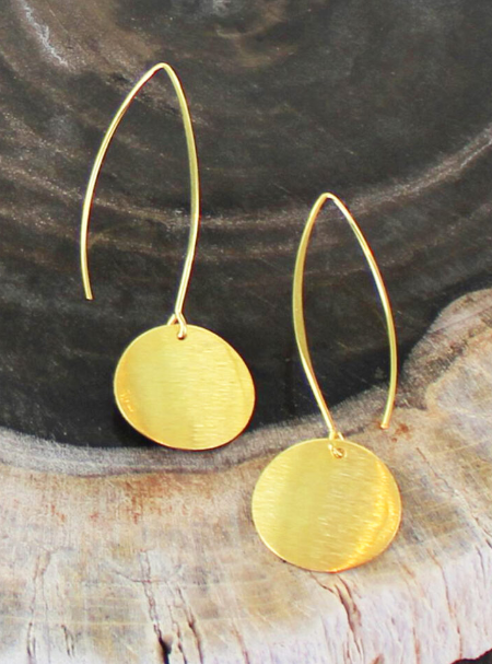 Gold Plated Brushed Disc Earrings | The Nancy Smillie Shop - Art, Jewellery & Designer Gifts Glasgow Scotland