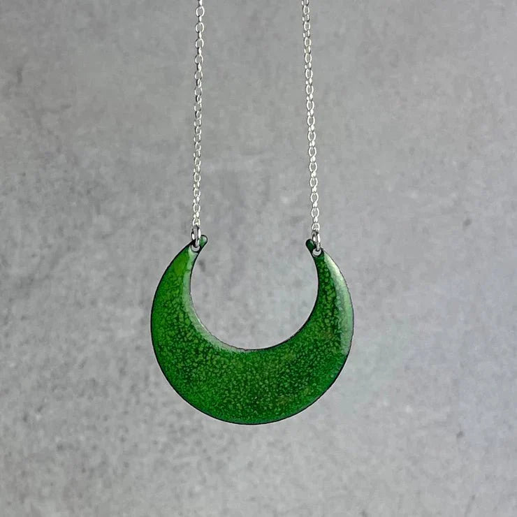 Grass Green Crescent Necklace - The Nancy Smillie Shop - Art, Jewellery & Designer Gifts Glasgow