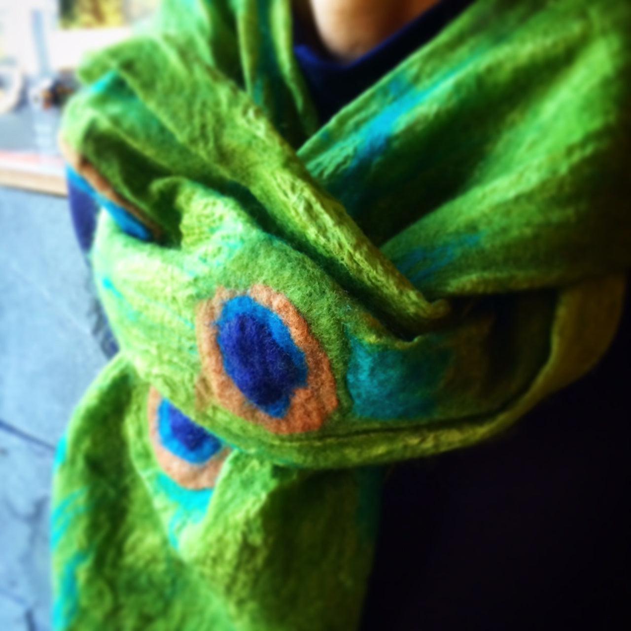 Green Peacock Scarf - The Nancy Smillie Shop - Art, Jewellery & Designer Gifts Glasgow
