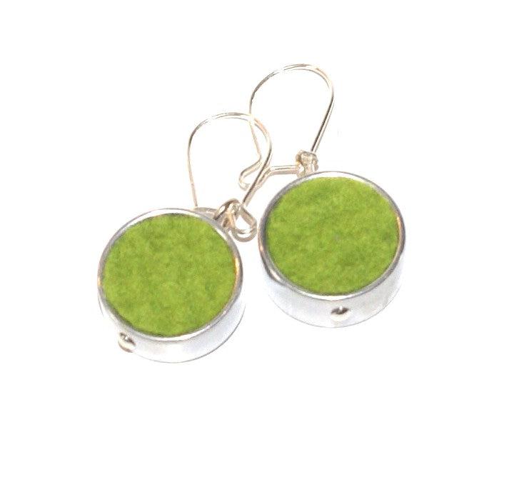 Green Round Felt Earrings - The Nancy Smillie Shop - Art, Jewellery & Designer Gifts Glasgow