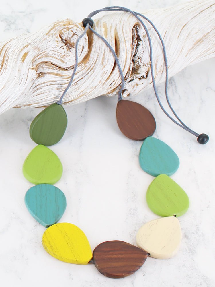 Green Wooden Teardrop Necklace - The Nancy Smillie Shop - Art, Jewellery & Designer Gifts Glasgow