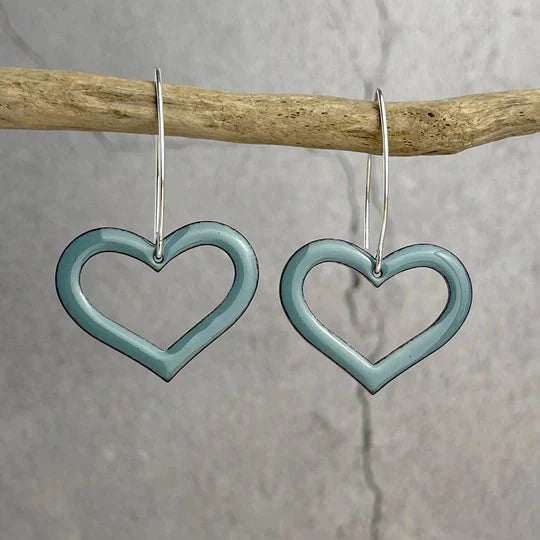 Grey Heart Drop Earrings - The Nancy Smillie Shop - Art, Jewellery & Designer Gifts Glasgow