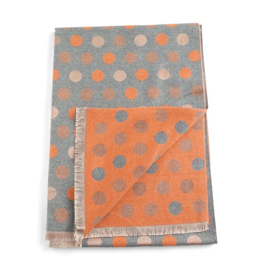 Grey/Orange Dots Scarf | The Nancy Smillie Shop - Art, Jewellery & Designer Gifts Glasgow Scotland