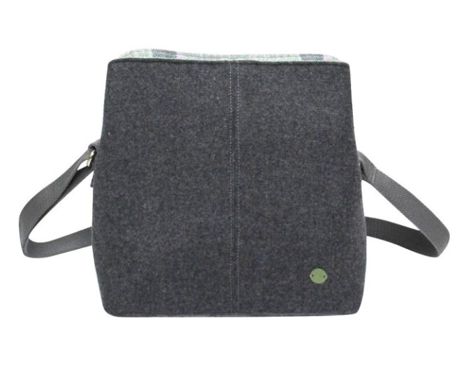 Grey Plain Wool Logan Bag - Reversible Clutch Shoulder Camera - Bags of Bags! - Scotland